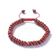 Adjustable Natural Red Jasper Braided Bead Bracelets, with Nylon Cord, 2 inch~2-1/2 inch(5.2~6.6cm)(BJEW-F369-A07)