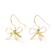 Bowknot Shape Brass Earring Hooks, Bowknot Ear Wire, with Vertical Loops, Golden, 22 Gauge, 16x15mm, Hole: 2mm, Pin: 0.6mm(KK-K256-01G)