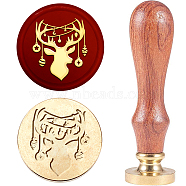 Christmas Theme Wax Seal Stamp Set, Sealing Wax Stamp Solid Brass Head with Wooden Handle, for Envelopes Invitations, Gift Card, Deer, 83x22mm, Stamps: 25x14.5mm(AJEW-WH0208-961)
