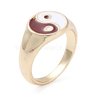 Yin Yang Pattern Alloy Enamel Finger Rings, Open Rings, Light Gold, Red, 2.5~11mm, US Size 7 1/4(17.5mm)(RJEW-Z008-29LG-C)