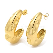 Ion Plating(IP) 304 Stainless Steel Twist Arch Stud Earrings, Half Hoop Earrings, Real 18K Gold Plated, 33x10mm(EJEW-B026-12G)