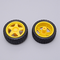 PVC Wheel Robot Toy Accessories, Car Accessories Tyre, Flat Round, Yellow, 3x6.7cm, Inner Diameter: 3.5x6mm(FIND-WH0062-15)