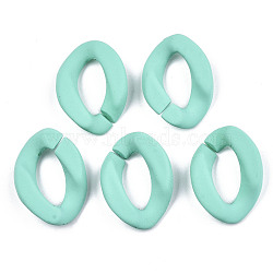 Opaque Spray Painted Acrylic Linking Rings, Quick Link Connectors, for Curb Chains Making, Twist, Turquoise, 23x17x4.5mm, Inner Diameter: 13.5x7mm(OACR-S036-001A-I16)