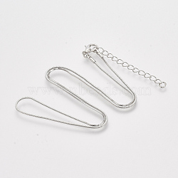 Brass Square Snake Chain Necklace Making, with Lobster Claw Clasps, Platinum, 18.5 inch(47.2cm), 1mm(MAK-T006-10A-P)