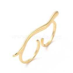 Brass Double Rings, Open Cuff Rings, Real 18K Gold Plated, Inner Diameter: 17~18mm(RJEW-P098-03G)