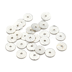 Brass Spacer Beads, Long-Lasting Plated, Heishi Beads, Disc, Silver, 6x0.5mm, Hole: 1.2mm(KK-WH0063-03S)