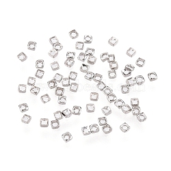 925 Sterling Silver Spacer Beads, Square, Platinum, 1.5x1.5x1mm, Hole: 0.5~0.7mm(STER-T007-98P)