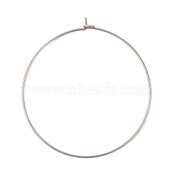 304 Stainless Steel Hoop Earring Findings, Wine Glass Charms Findings, Stainless Steel Color, 45x0.6mm(STAS-Z089-01P-01)