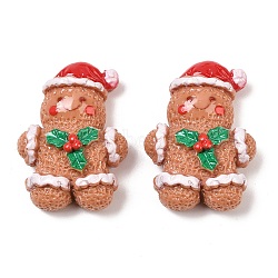 Christmas Opaque Resin Cabochons, Gingerbread Man, 32x23x11.5mm(CRES-Z015-01B)