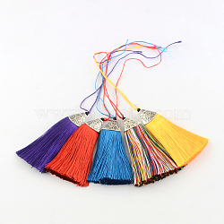 Polyester Tassel Pendant Decorations with Antique Silver CCB Plastic Findings, Mixed Color, 80x20x11mm(AJEW-R054-M)