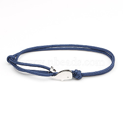Cotton Cord Bracelets, Alloy Whale Jewelry for Women Men, Platinum, Prussian Blue, 5.91~11.81 inch(15~30cm)(FS-WG4E3C0-04)