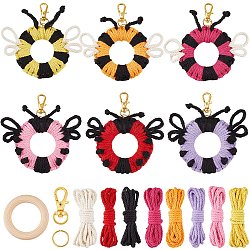 DIY Handmade Woven Cotton Ladybird Keychain Making Kits, Mixed Color, 10~55x3~11x1~9mm, Hole: 8~36mm(DIY-SC0028-10)
