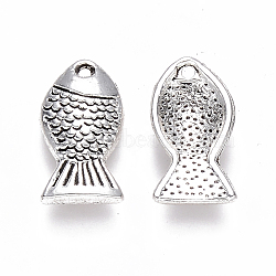 Tibetan Style Alloy Charms, Fish, Cadmium Free & Lead Free, Antique Silver, 14x7.5x2mm, Hole: 1mm, about 1560pcs/1000g(TIBEP-S319-091AS-RS)