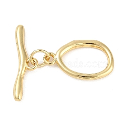 Brass Toggle Clasps, Oval, Real 18K Gold Plated, Oval: 18x11x2mm, Hole: 1.6mm, Bar: 20.5x6x2mm, Hole: 1.6mm(KK-K391-09G)