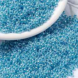 MIYUKI Round Rocailles Beads, Japanese Seed Beads, (RR537) Blue Ceylon, 8/0, 3mm, Hole: 1mm, about 422~455pcs/10g(X-SEED-G008-RR0537)