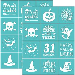 Self-Adhesive Silk Screen Printing Stencil, for Painting on Wood, DIY Decoration T-Shirt Fabric, Turquoise, Pumpkin, 28x22cm(DIY-WH0173-021-K)