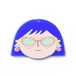 Printed Acrylic Pendants, Little Girls Charm, 28x34.5x2.5mm, Hole: 1.5mm(MACR-K330-36A)