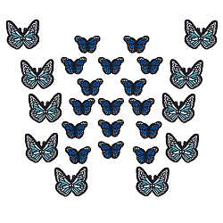 2 Style Iron on Butterfly Cloth Patches, Polyester Embroidery Appliques, Sewing Craft Decoration, Mixed Color, 30~54x43~50x1.8~2mm, 30pcs/set(PATC-GA0001-08)