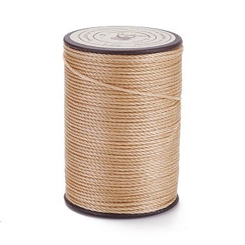 Round Waxed Polyester Thread String, Micro Macrame Cord, Twisted Cord, for Leather Sewing Stitching, Tan, 0.8mm, about 54.68 Yards(50m)/Roll