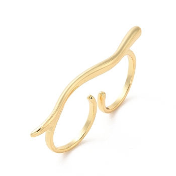 Brass Double Rings, Open Cuff Rings, Real 18K Gold Plated, Inner Diameter: 17~18mm