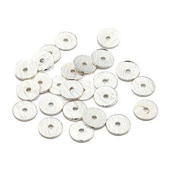 Brass Spacer Beads, Long-Lasting Plated, Heishi Beads, Disc, Silver, 6x0.5mm, Hole: 1.2mm