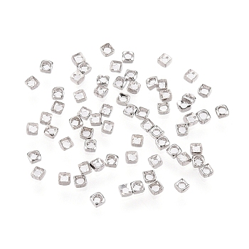 925 Sterling Silver Spacer Beads, Square, Platinum, 1.5x1.5x1mm, Hole: 0.5~0.7mm