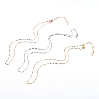 Brass Cable Chains Necklace Making,  with Lobster Claw Clasps and Chain Extender, Mixed Color, 16.14 inch(41cm), 3pcs/set
