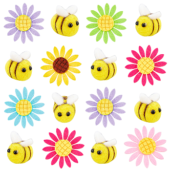 30Pcs 6 Colors Felt Ornament Accessories, for DIY Sewing Craft, Sunflower and Bees, Mixed Color, 38.5~39.5x6mm, 6colors, 5pcs/color, 30pcs