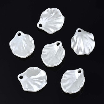 Acrylic Imitation Pearl Pendants, Shell Shape, Creamy White, 17x14.5x4mm, Hole: 2mm, about 1650pcs/500g