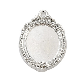 Rack Plating Alloy Pendant Cabochon Settings, Oval, Platinum, Tray: 22x19mm,36x27x4mm, Hole: 2mm