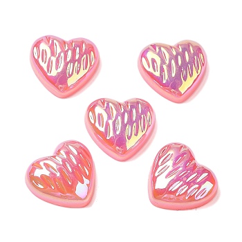 UV Plating Acrylic Cabochons, Iridescent, Heart, Light Coral, 11.5~12x12~12.5x4mm