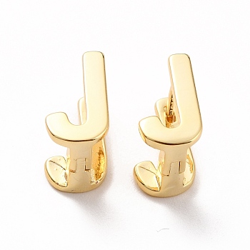 Initial Hoop Earrings for Women, Golden Letter Brass Earrings, Letter.J, 13x7x9.5mm, Pin: 0.8mm