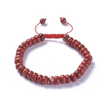 Adjustable Natural Red Jasper Braided Bead Bracelets, with Nylon Cord, 2 inch~2-1/2 inch(5.2~6.6cm)