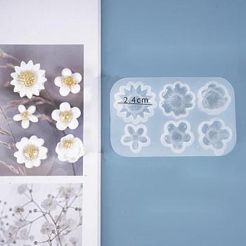 DIY Flower Silicone Molds, for UV Resin & Epoxy Resin Jewelry Making, White, 80x51.5x10mm