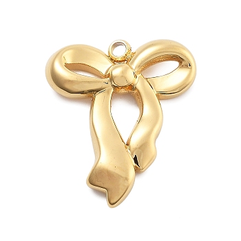 304 Stainless Steel Pendants, Bowknot Charm, PVD Vacuum Plating, Real 18K Gold Plated, 18x15.5x3mm, Hole: 1.4mm