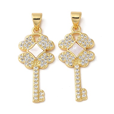 Real 18K Gold Plated WhiteSmoke Key Brass+Cubic Zirconia+Shell Pendants