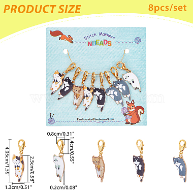 8Pcs 8 Style Alloy Enamel Cat Pendants Decoration(HJEW-NB0001-50)-2