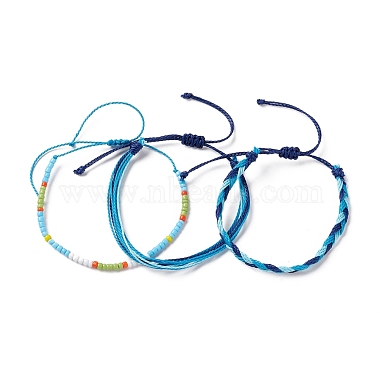 3Pcs 3 Style Plastic Braided Bead Bracelets Set(BJEW-B065-08C)-3