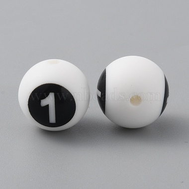 White Number Silicone Beads