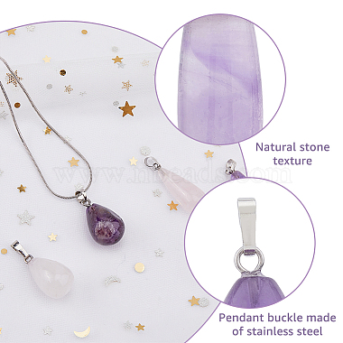 HOBBIESAY 8Pcs 4 Style Natural Amethyst & Rose Quartz Pendants(G-HY0001-13)-4