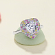 Серебряное кольцо 925 с родиевым покрытием в форме сердца и разноцветными фианитами(RJEW-F150-72B-P)-3