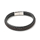 Cowhide Braided Flat Cord Bracelet with 304 Stainless Steel Magnetic Clasps(BJEW-H552-01P-03)-1