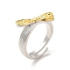 Двухцветное регулируемое латунное кольцо с бантом для женщин(RJEW-B024-02)-1