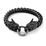 304 Stainless Steel Dragon Head Cuban Link Chains Bracelets for Men & Women, Gunmetal, 8-5/8 inch(22cm)x0.8cm(BJEW-D031-23B)