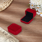 2Pcs Square Velvet Ring Boxes, Dark Red, 4.95x5.45x4.15cm(VBOX-LP0001-01A)