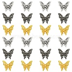30Pcs 3 Colors Alloy Beads, Butterfly, Mixed Color, 13.5x15x7mm, Hole: 2mm, 10pcs/color (FIND-YW0009-79)