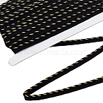 2 Skeins Polyester Twist Ribbons, Fringe Timming, Garment Accessories Curtain Decor, Black, 3/8 inch(10mm)(SRIB-FG0001-23)
