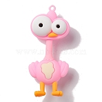 Opaque PVC Plastic Big Pendants, Ostrich, Pearl Pink, 78x33x20mm, Hole: 3mm(KY-G017-B01)
