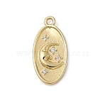 Brass Micro Pave Cubic Zirconia Pendants, Oval with Moon, Golden, 18x8.5x2mm, Hole: 1.2mm(KK-H521-04B-G)