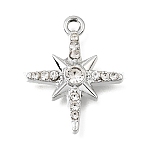 UV Plating Alloy Crystal Rhinestone Pendants, Star Charms, Platinum, 27x17.5x2mm, Hole: 1.8mm(RB-CBAD37D-12P)